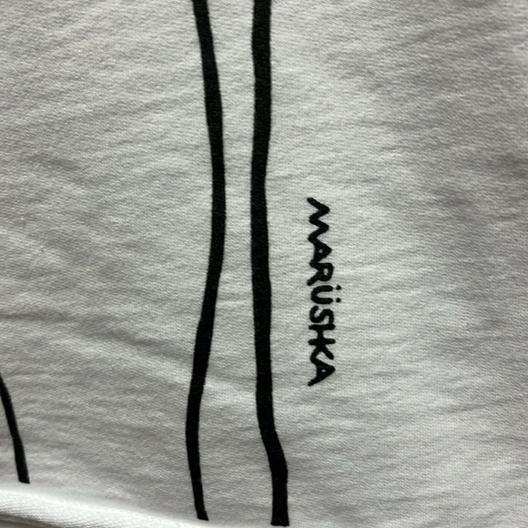 Marushka Handpainted Poppies' Ladies' Crew Fleece Raw-Edge Pullover - Small - Picture 5 of 6